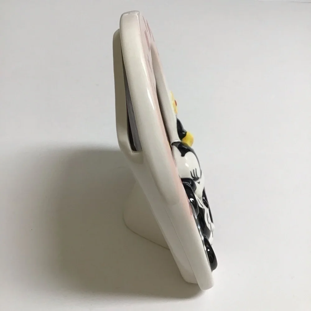 Vintage Disney Valentine Mickey & Minnie Kiss Ceramic Heart Picture Frame Japan - Picture 8 of 13